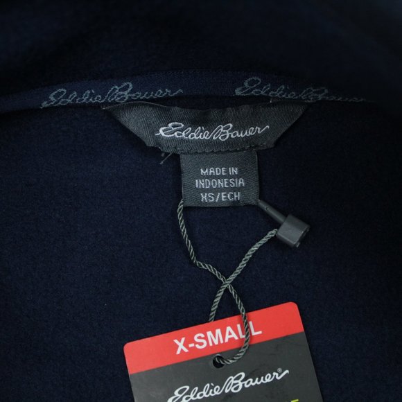 Eddie Bauer Fleece Sweatshirt NWT Mens XS Heather Navy Blue L/S Pullover Sweater - Picture 8 of 12